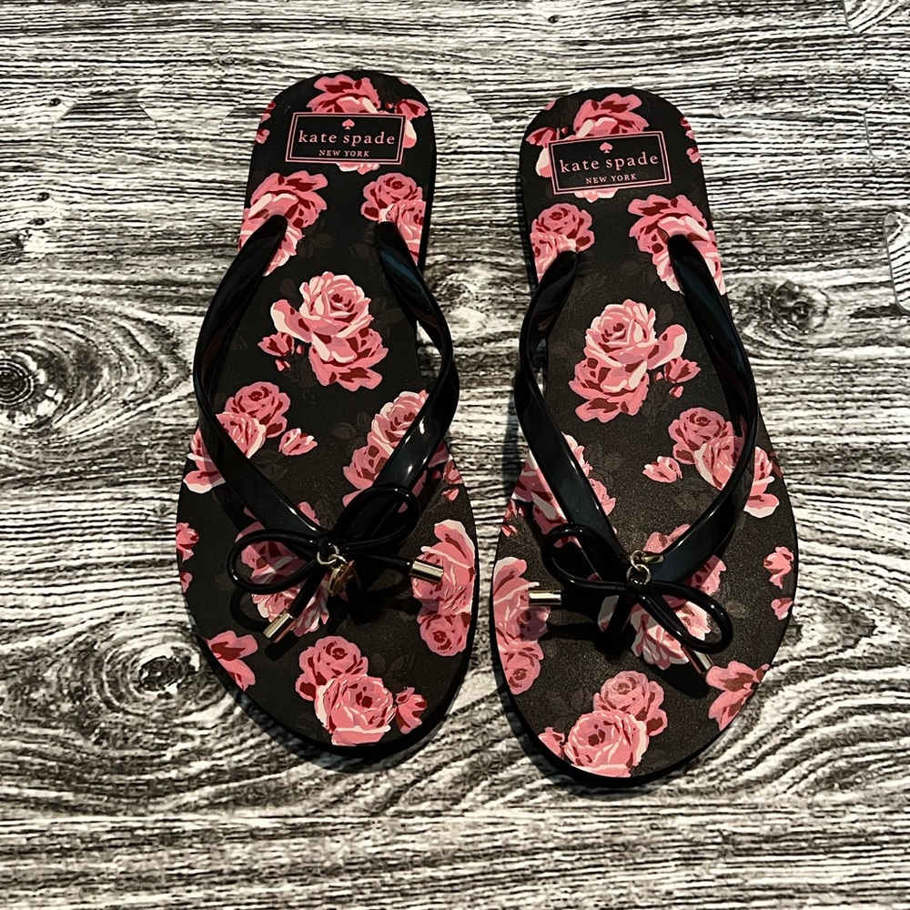 NWT Kate Spade Black Thong Flip Flops
